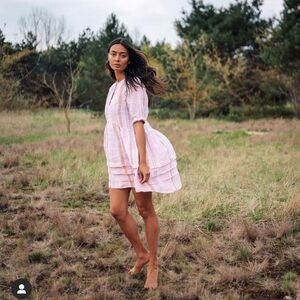 H&M x LEMLEM Linen Pink Stripe Dress Bloggers Favorite